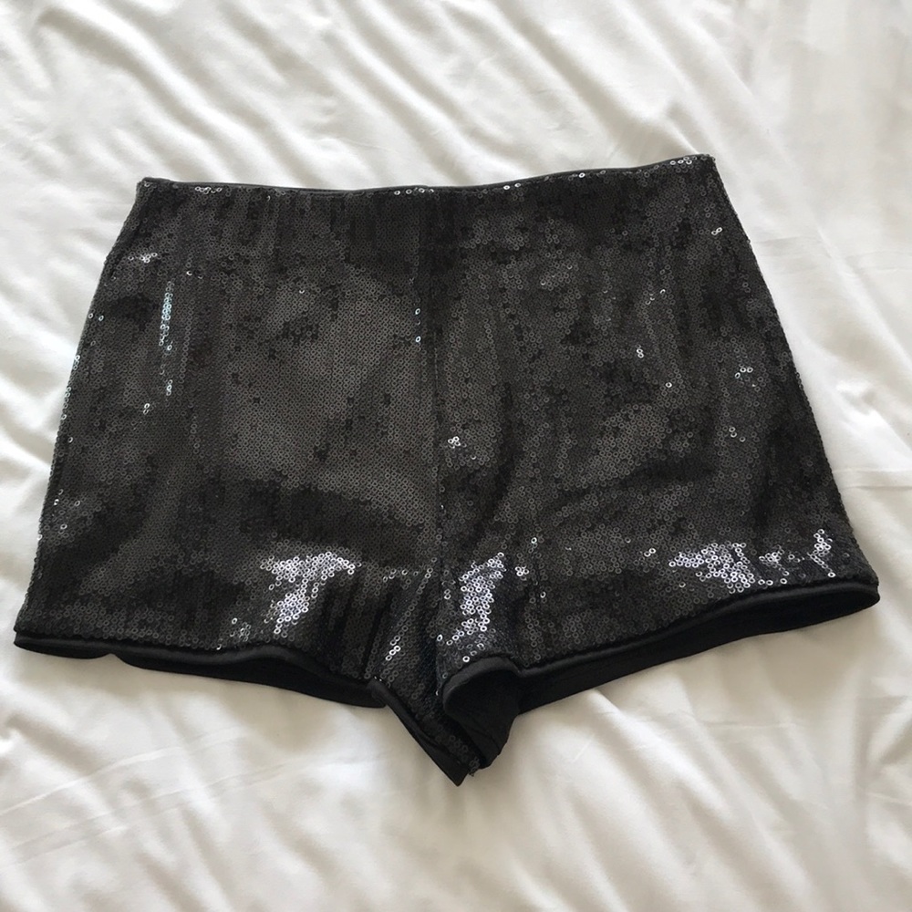 Sequin Zip-Up Disco Style Shorts